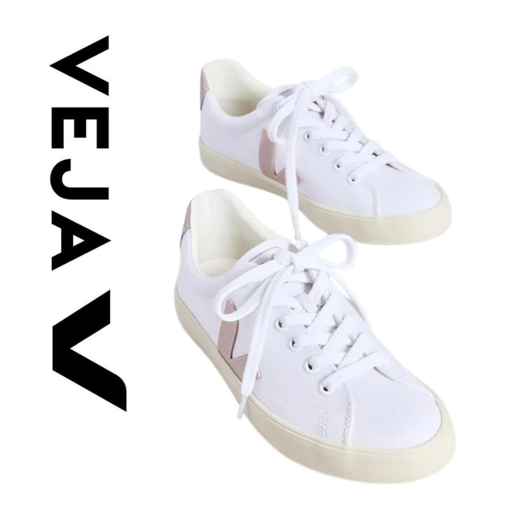 New!! VEJA - Women's Esplar Sneakers, White/Babe, Size 5 - Picture 3 of 7